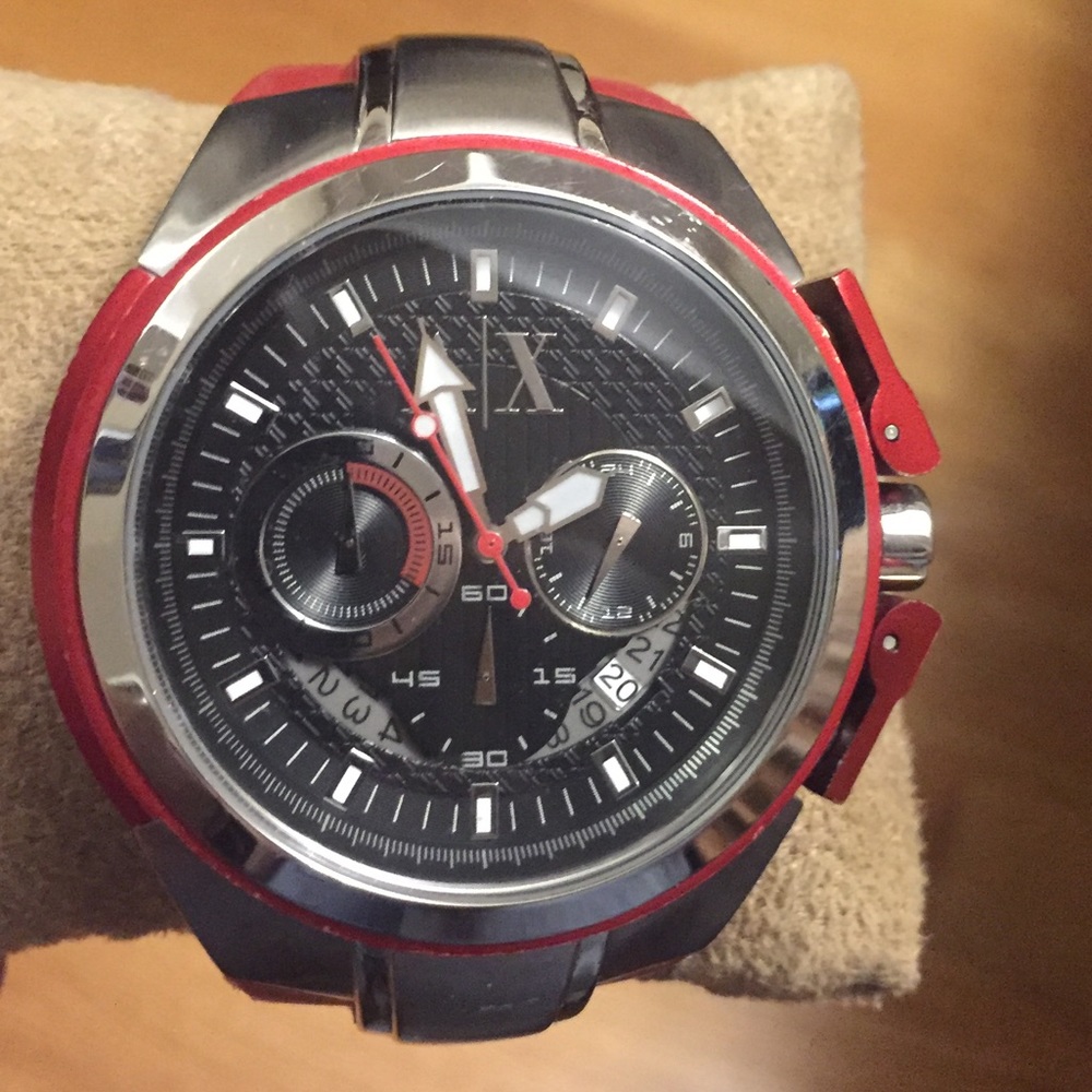 Men's Armani Exchange black and red  watch